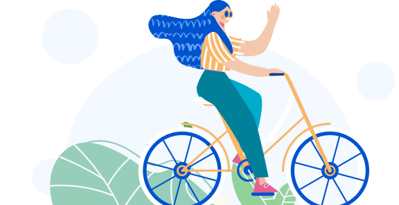 Image of a Woman riding a bicycle Implying Maxicare general health and wellness programs