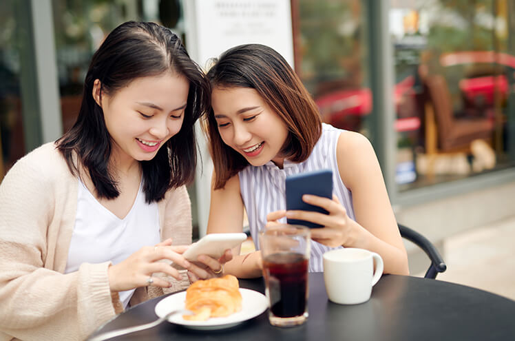 Women Chilling Out at a Café