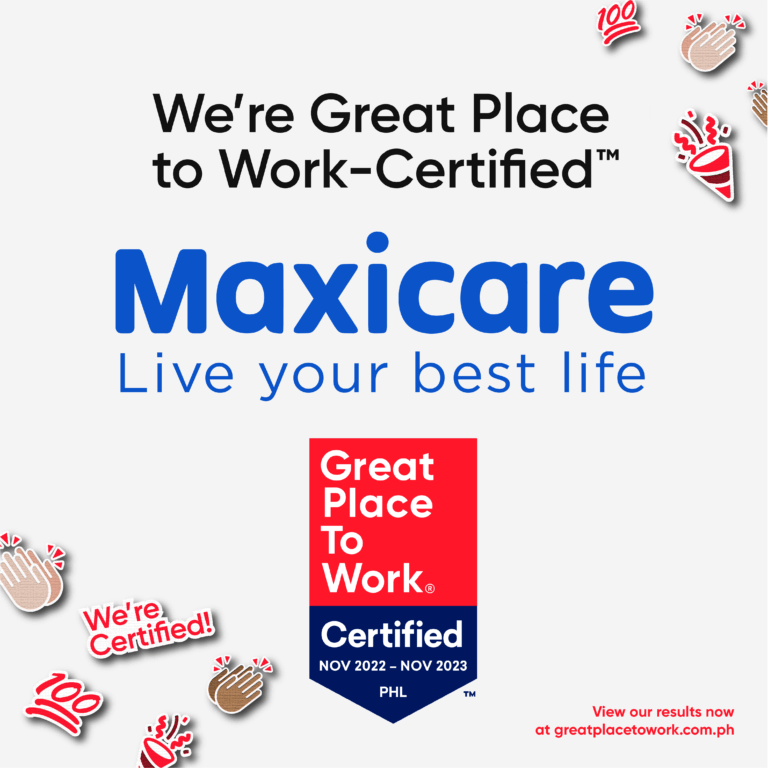 The image shows the certification of Maxicare as a great place to work