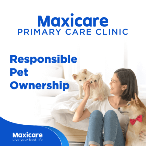 Maxicare primary care clinic promoting responsible pet ownership - a girl with dogs