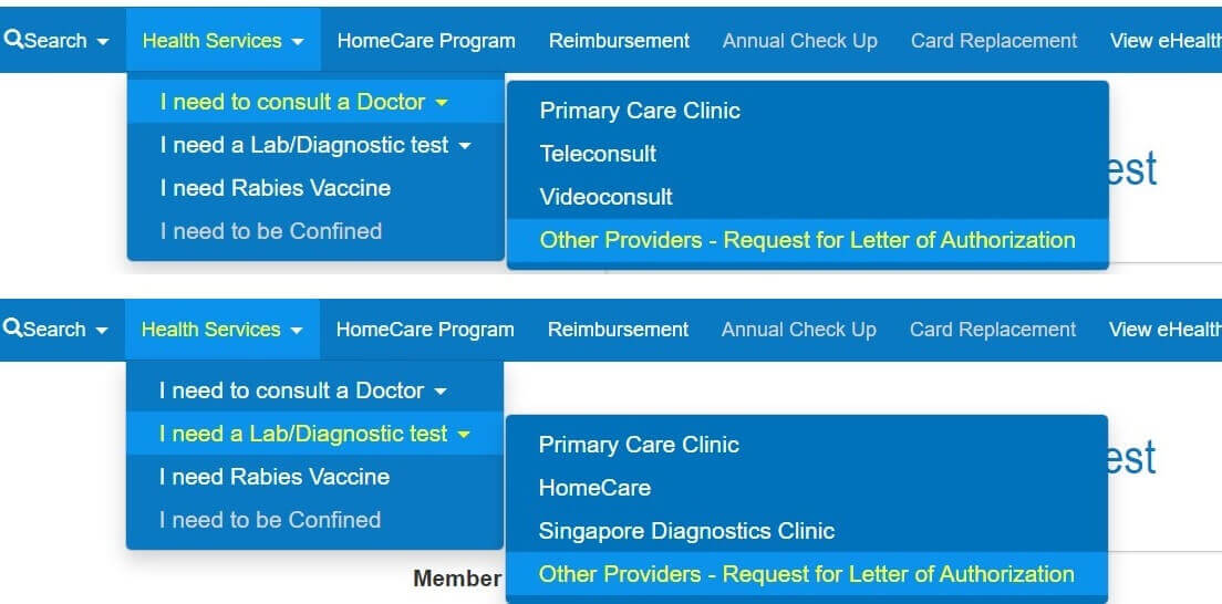Screenshot of Maxicare application