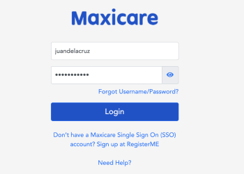 Screenshot of Maxicare member login