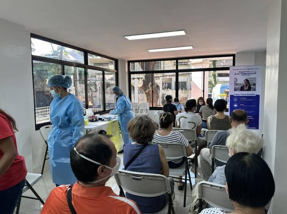 Patient waiting area in blood testing lab at Maxicare