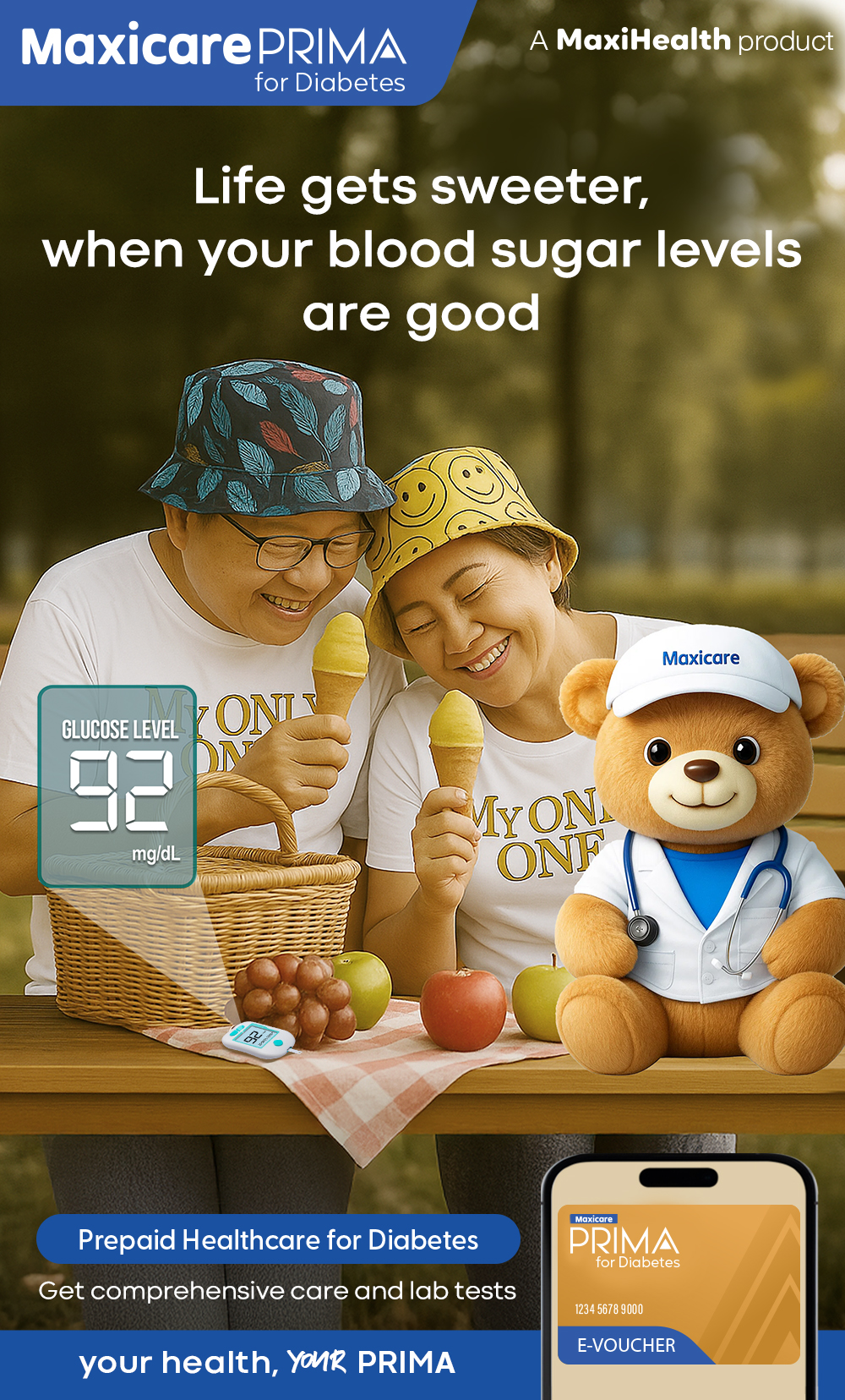 Couples above 60 years image implies prima gold Maxicare